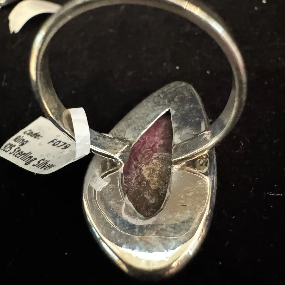 Sterling Silver and genuine stitchtite Teardrop Ring‎
